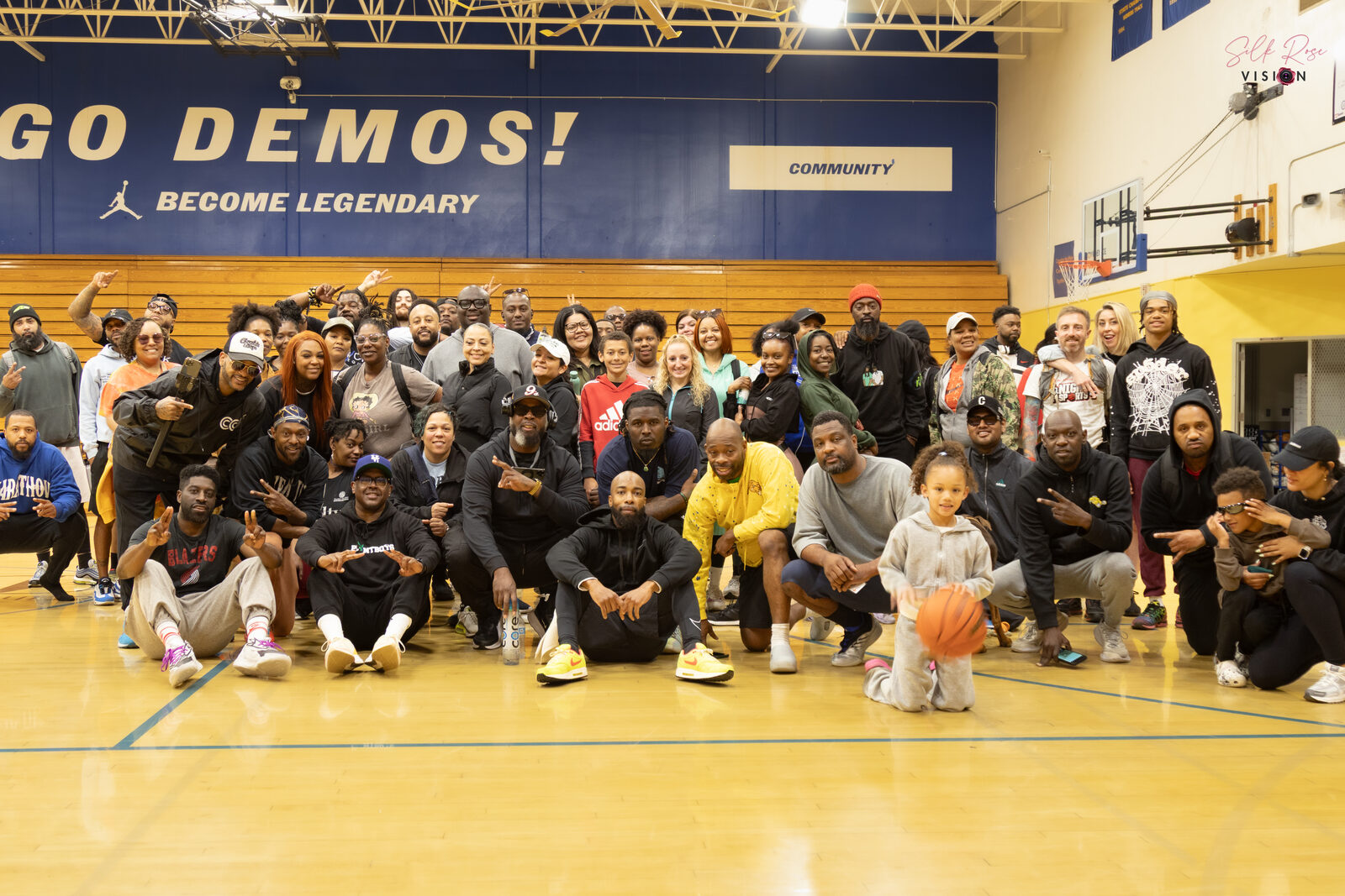 Group photo inside a gymnasium