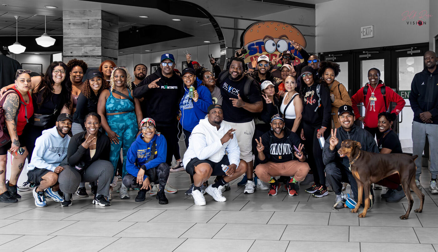 Group photo at a food hall