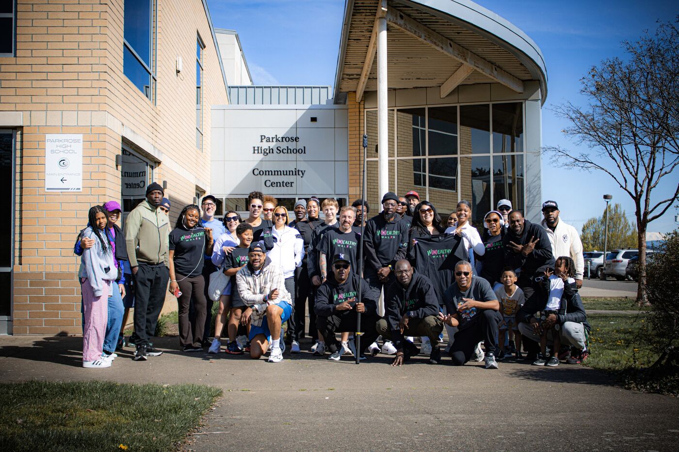Group photo outside Parkrose High School Community Center